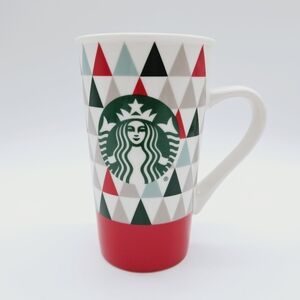 STARBUCKS | 16oz tall holiday Christmas pine tree pattern coffee mug cup